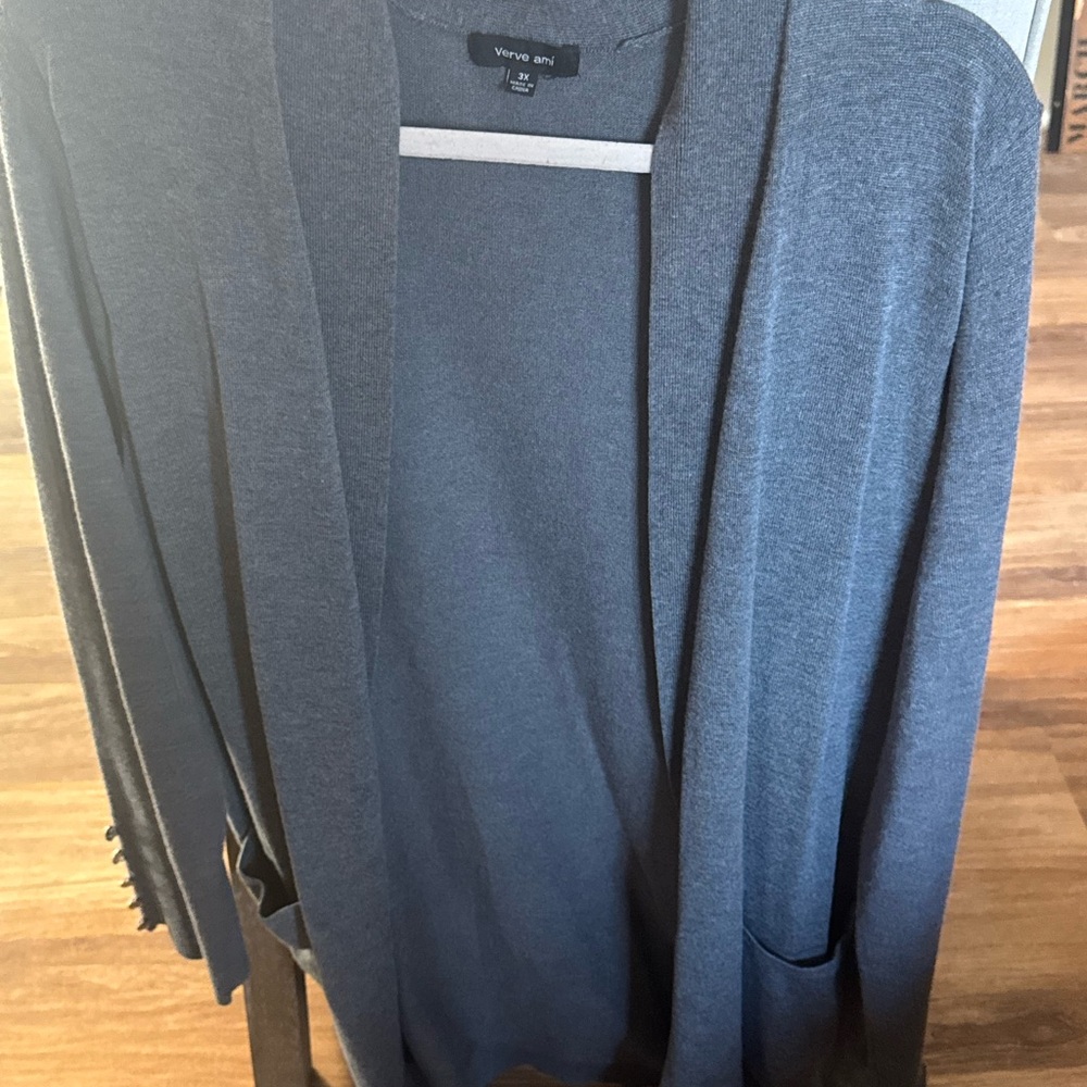 Vince Camuto Gray Open Front Cardigan